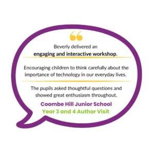 Testimonial from Coombe Hill Junior School about an engaging Ava and Chip Year 3 and 4 author visit with Beverly Clarke MBE